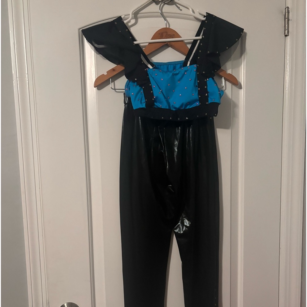 Adult, small dance costume, teal and black.